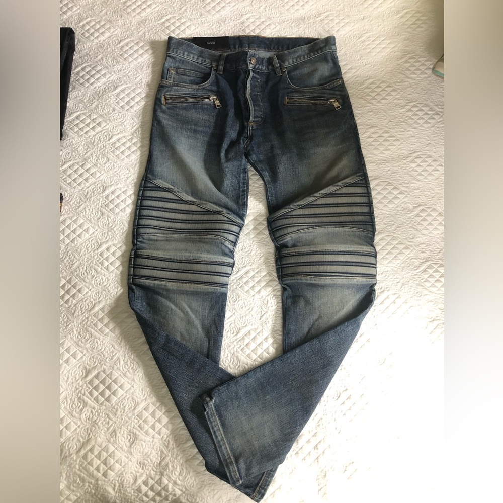 Balmain Biker Med Blue/ Grayish wash jean